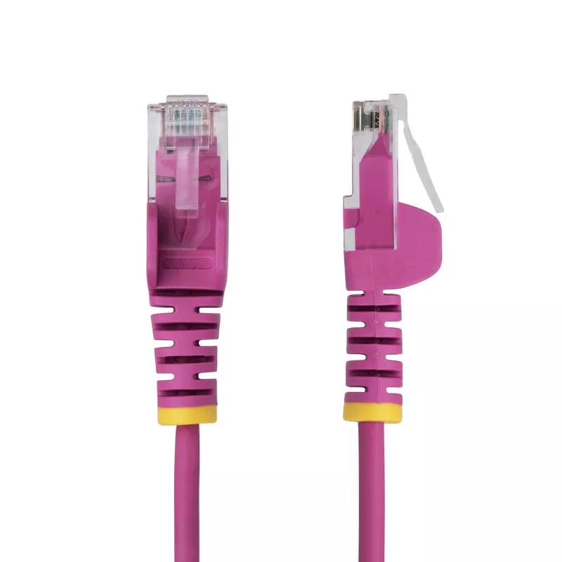 StarTech.com 7 m cabo Ethernet Cat6 fino, rosa, sem encaixe, 100W PoE, UTP, LSZH, 28AWG cobre puro desencapado, cabo de rede patch RJ45 fino com alívio de tensão, testado individualmente