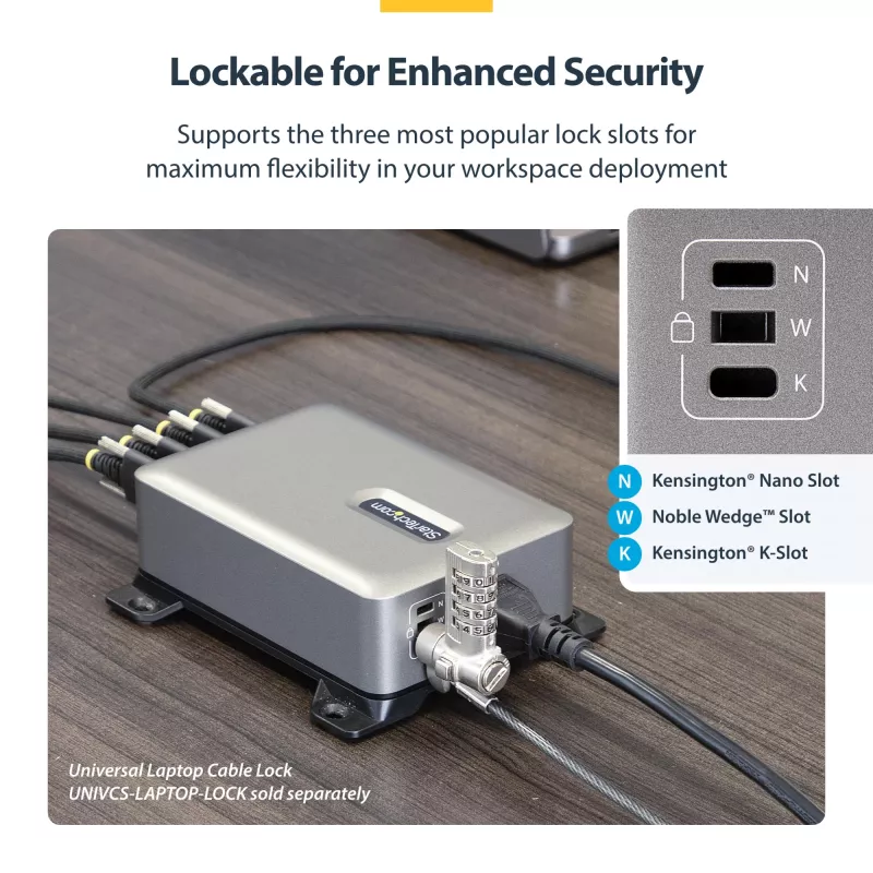 StarTech.com Carregador USB-C multiporta de 4 portas, 240W total, porta individual 140W EPR, PD 3.1, portas com fixação por parafuso, salas de conferência, suporte incl. para montagem em superfície