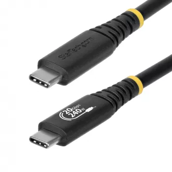 StarTech.com cabo USB4 de 2 m (6 ft), 20 Gbit/s, cabo USB-C certificado USB-IF, 240 W PD EPR, 4K 120 Hz DP 1.4, revestimento TPE, cabo USB-C preto