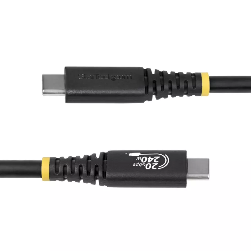 StarTech.com cabo USB4 de 2 m (6 ft), 20 Gbit/s, cabo USB-C certificado USB-IF, 240 W PD EPR, 4K 120 Hz DP 1.4, revestimento TPE, cabo USB-C preto
