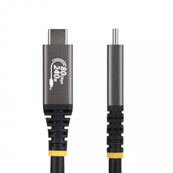 StarTech.com Cabo USB4 de 50 cm (1,6ft), 80Gbit/s, cabo USB-C certificado USB-IF, 240W PD, 8K 120Hz/4K 240Hz DP2.1 DP80, revestimento TPE, compatível com Thunderbolt 4 – cabo USB-C preto