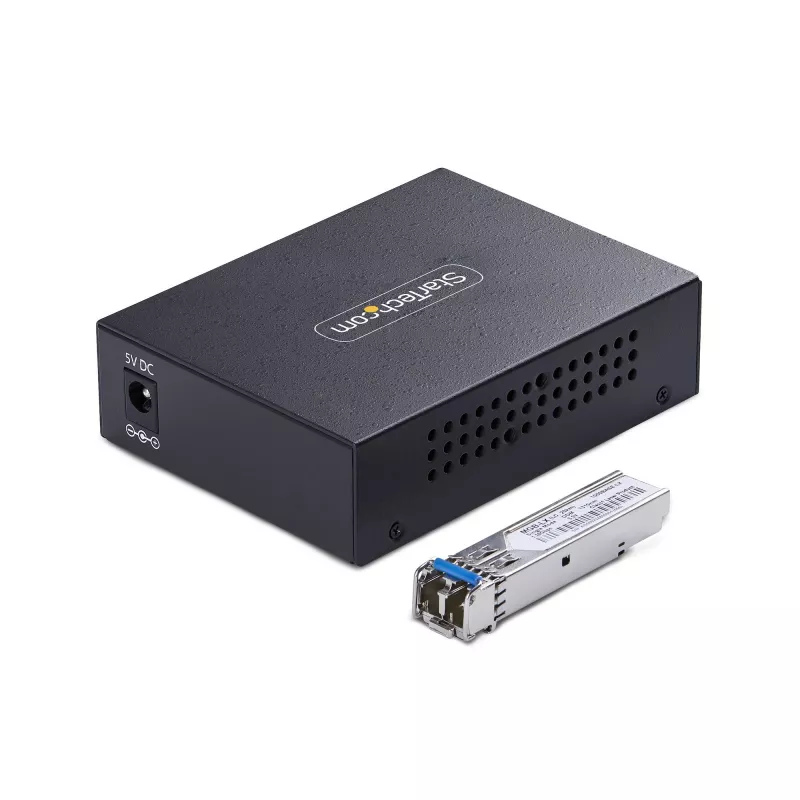 Conversor de suporte Gigabit Ethernet de cobre para fibra ótica StarTech.com, SM LC, 40 km, 10/100/1000 Mbit/s, RJ45 para LC, metal maciço, Jumbo Frames 9K, conforme TAA