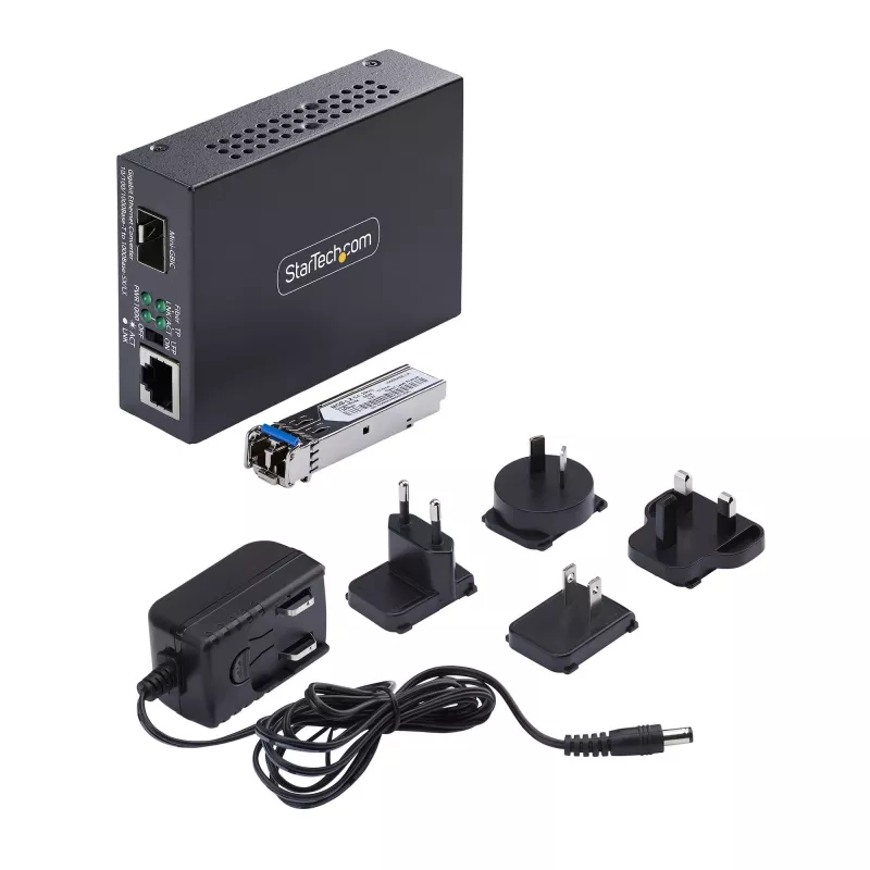 Conversor de suporte Gigabit Ethernet de cobre para fibra ótica StarTech.com, SM LC, 40 km, 10/100/1000 Mbit/s, RJ45 para LC, metal maciço, Jumbo Frames 9K, conforme TAA