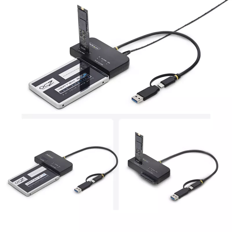 Adaptador StarTech.com USB-C/USB-A para M.2 NVMe e SATA de 2,5 polegadas/3,5 polegadas, 10 Gbit/s, leitor externo de SSD sem ferramentas, B+M/M-Key