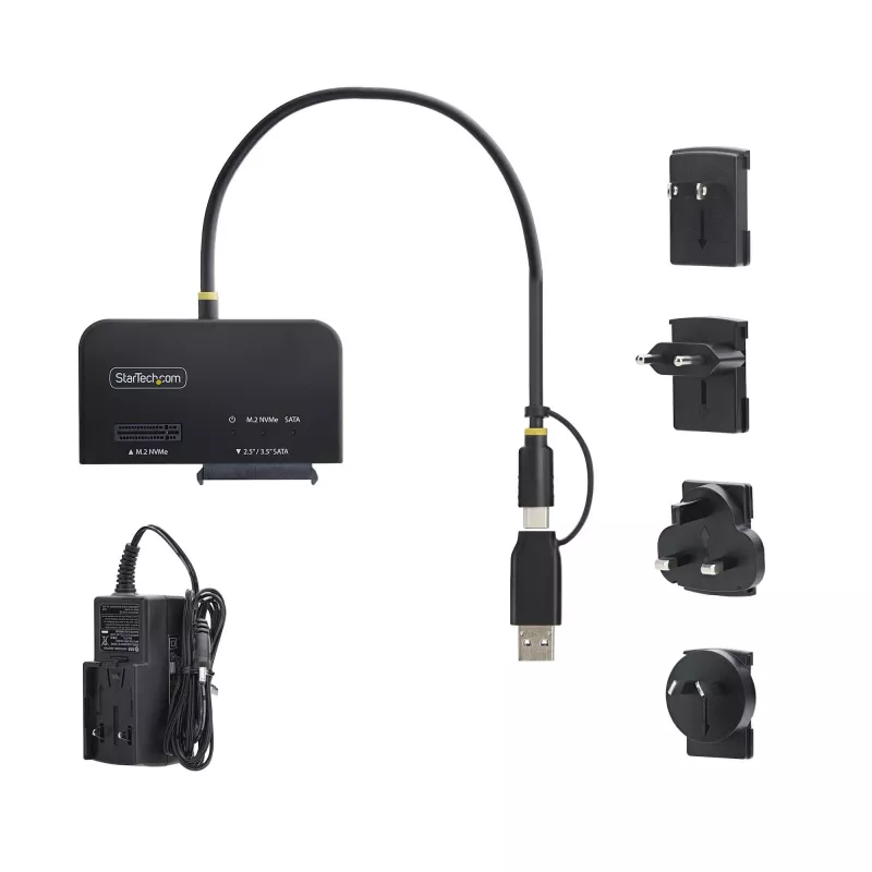 Adaptador StarTech.com USB-C/USB-A para M.2 NVMe e SATA de 2,5 polegadas/3,5 polegadas, 10 Gbit/s, leitor externo de SSD sem ferramentas, B+M/M-Key
