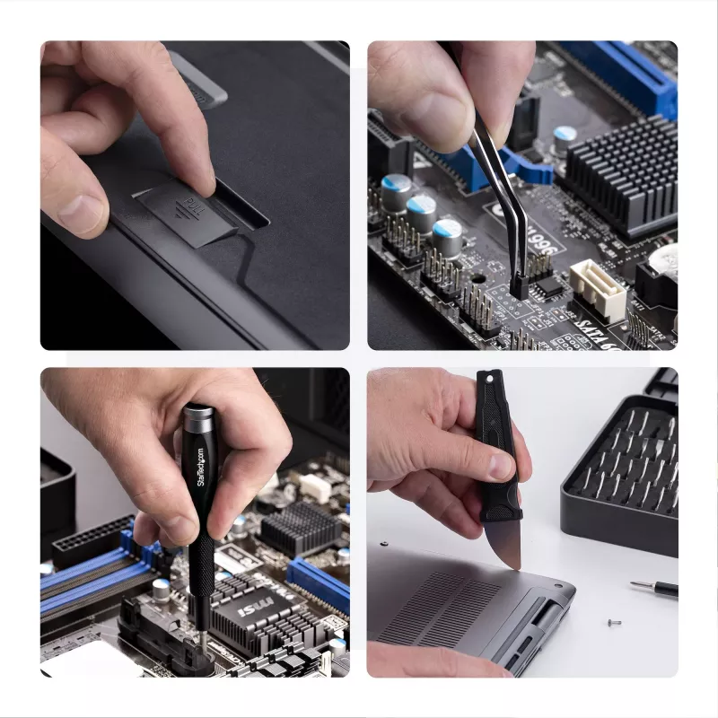 Kit de ferramentas de reparação de computadores StarTech.com de 40 peças para portátil/PC/eletrónica/telefone, conjunto de 30 pontas de precisão, tampa removível com base magnética, ferramentas de alavanca