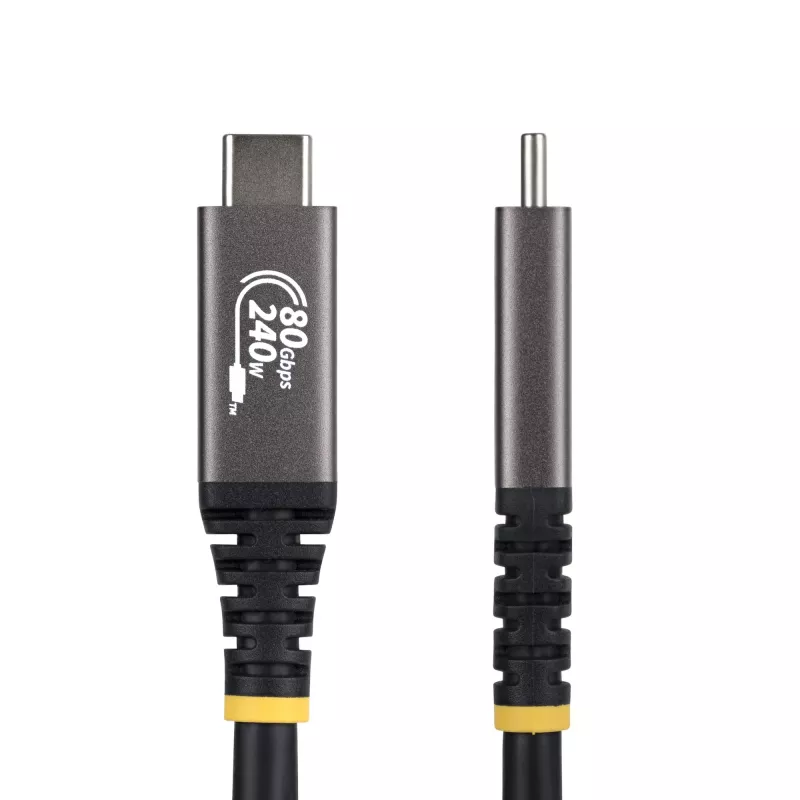 StarTech.com Cabo USB4 de 1,5 m (5ft), 80Gbit/s, cabo USB-C certificado USB-IF, 240W PD, 8K 120Hz/4K 240Hz DP2.1 DP80, revestimento TPE, compatível com Thunderbolt 4 – cabo USB-C preto