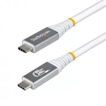 StarTech.com Cabo USB4 de 1,5 m, 80Gbit/s, cabo USB-C certificado USB-IF, 240W PD, 8K 120Hz/4K 240Hz DP2.1 DP80, revestimento TPE, compatível com Thunderbolt 4 – cabo USB-C branco