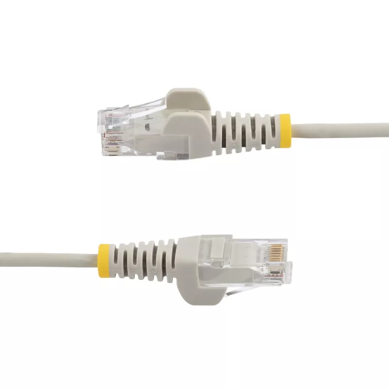 StarTech.com Cabo Ethernet CAT6 fino cinzento de 25 cm, proteção da patilha, 100W PoE, UTP, LSZH, 28AWG cobre nu puro, cabo de rede patch RJ45 fino com alívio de tensão, testado individualmente