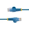 Cabo Ethernet CAT6 fino StarTech.com 25 cm azul, proteção da patilha, 100 W PoE, UTP, LSZH, 28AWG cobre nu maciço, cabo patch de rede RJ45 fino com alívio de tensão, testado individualmente