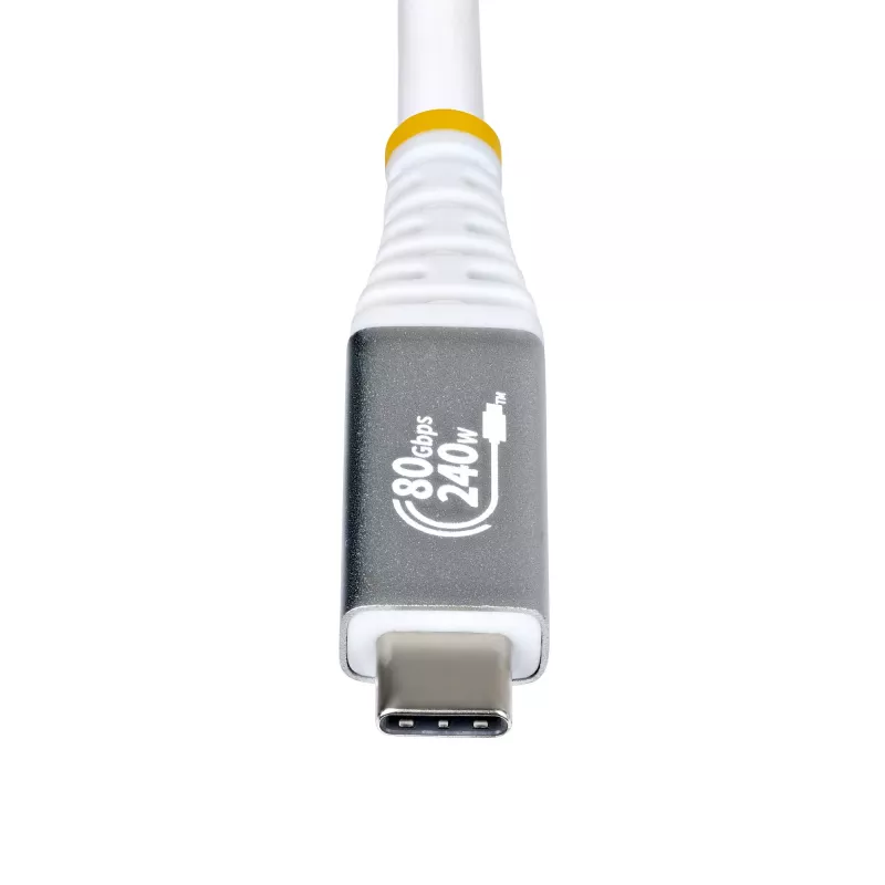 StarTech.com Cabo USB4 de 50 cm (1,6ft), 80Gbps, cabo USB-C certificado USB-IF, 240W PD, 8K 120Hz/4K 240Hz DP2.1 DP80, revestimento TPE, compatível com Thunderbolt 4 – cabo USB-C branco