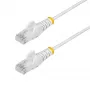 Cabo Ethernet CAT6 fino StarTech.com 25 cm branco, proteção da patilha, 100 W PoE, UTP, LSZH, 28AWG cobre nu maciço, cabo patch de rede RJ45 fino com alívio de tensão, testado individualmente