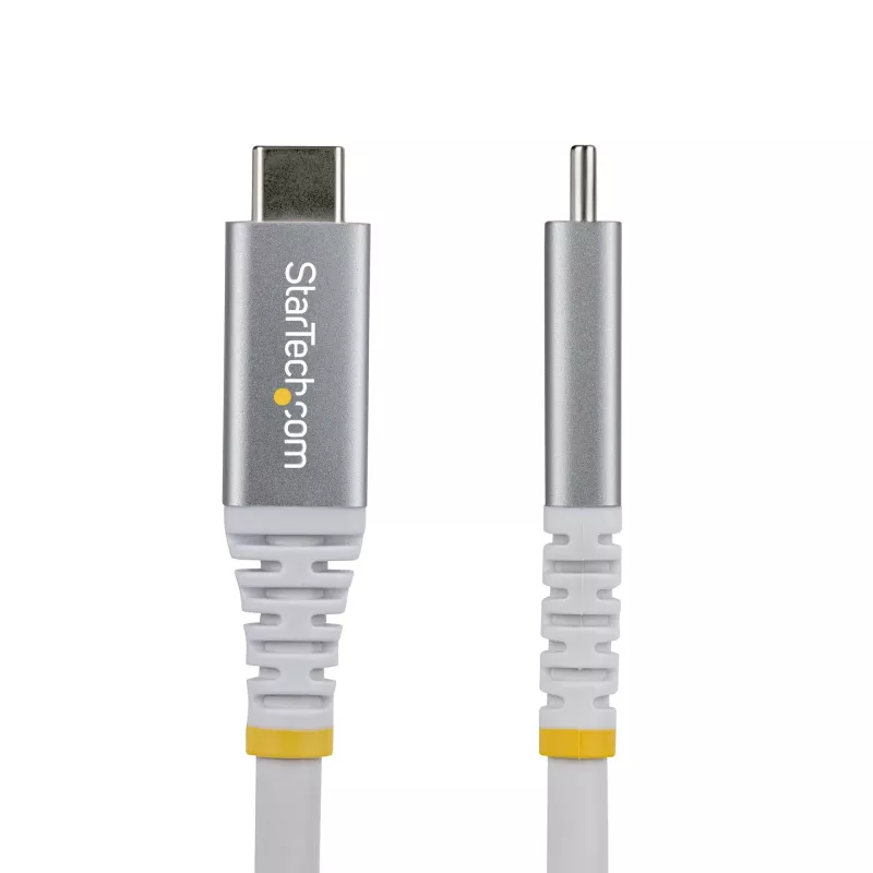 Cabo USB-C StarTech.com 3 m (10 ft) USB4, 20 Gbit/s, cabo USB-C certificado USB-IF, 60 W PD, 4K 120 Hz DP 1.4, revestimento TPE – branco