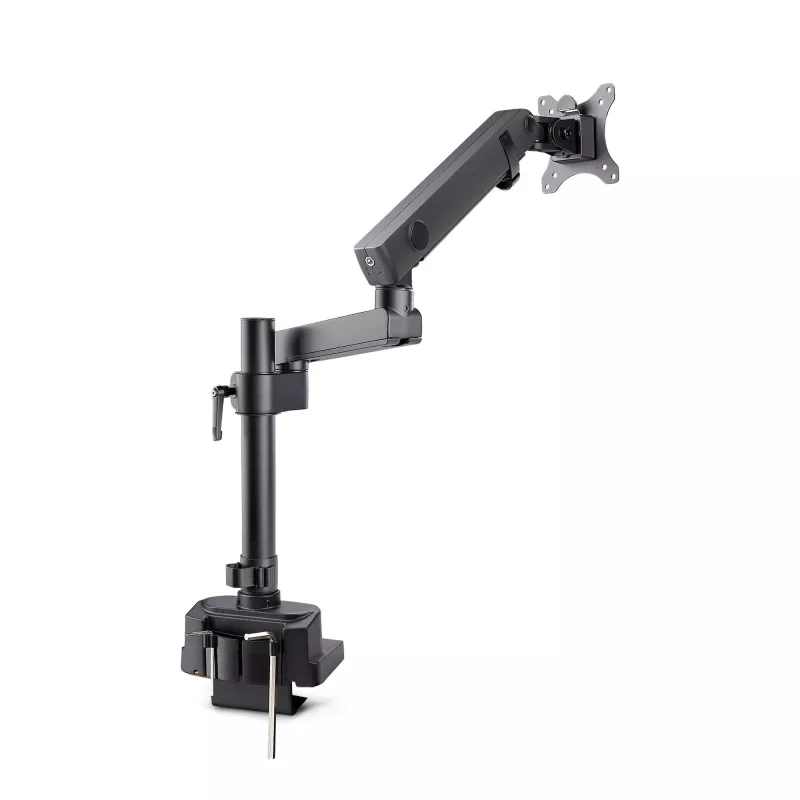 Suporte de monitor de secretária StarTech.com para ecrãs até 40 polegadas/8 kg, braço com assistência mecânica por mola, fixação em C/passagem pela secretária, instalação por cima, ajuste sem ferramentas