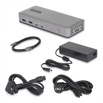 StarTech.com Docking station USB-C para dois monitores, HDMI, 4K 60Hz, carregamento de portátil 100W, 1GbE, sem drivers, dock multi-monitor para Windows