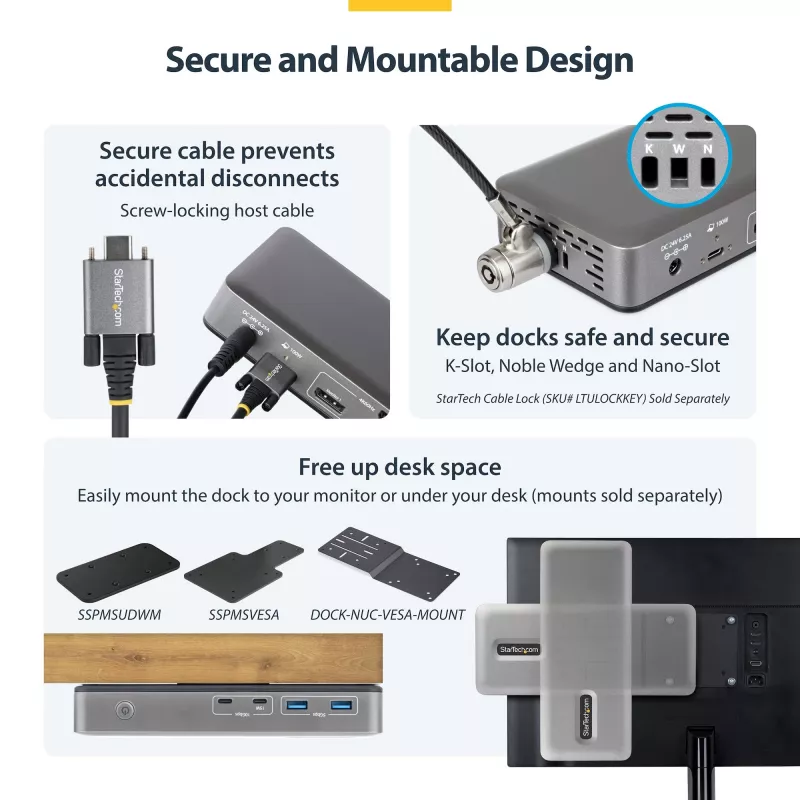 Docking station/replicador de portas para portátil StarTech.com 199UE-USBC-DOCK com fios USB 3.2 Gen 2 (3.1 Gen 2) Type-C cinzento