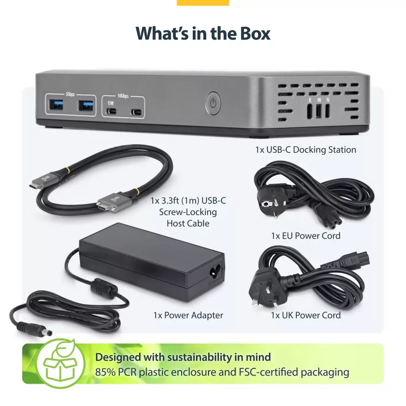 Docking station/replicador de portas para portátil StarTech.com 199UE-USBC-DOCK com fios USB 3.2 Gen 2 (3.1 Gen 2) Type-C cinzento