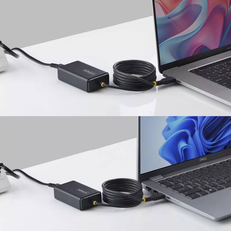 StarTech.com Carregador USB-C para portátil de 65W, cabo USB-C fixo de 1,5 m, fonte de alimentação para Dell, XPS, HP ProBook, MacBook Pro, Microsoft Surface Pro