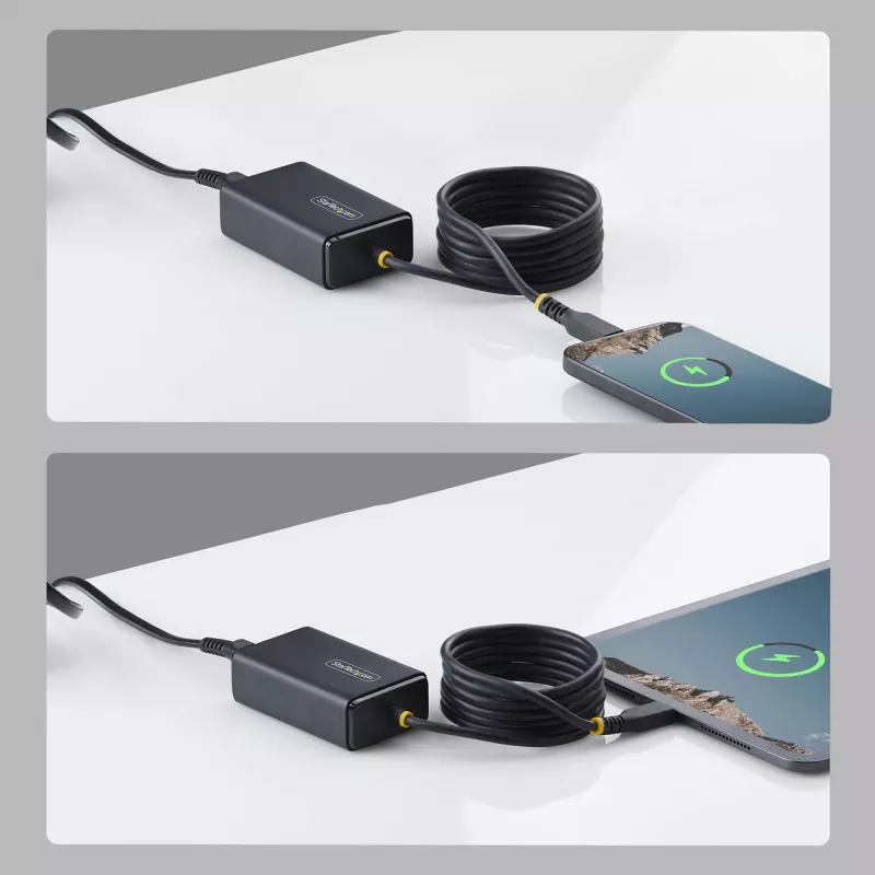 StarTech.com Carregador USB-C para portátil de 65W, cabo USB-C fixo de 1,5 m, fonte de alimentação para Dell, XPS, HP ProBook, MacBook Pro, Microsoft Surface Pro