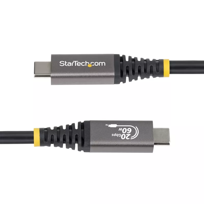 Cabo USB4 StarTech.com de 3 m (10 ft), 20 Gbit/s, cabo USB-C certificado USB-IF, 60W PD, 4K 120Hz DP 2.1, revestimento TPE, cabo USB-C preto