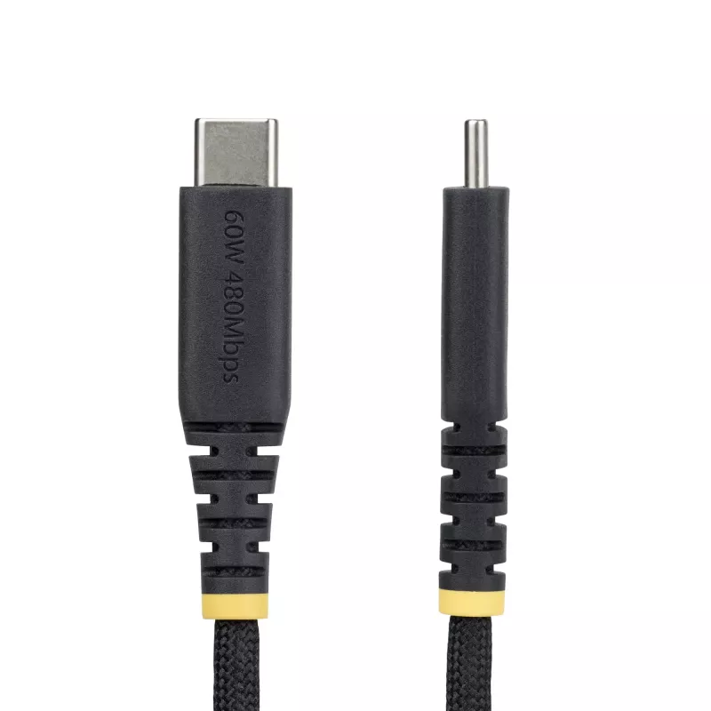 Cabo de carregamento USB-C StarTech.com de 3 m (10 ft), 60W (3A) PD, revestimento duplo de nylon/TPE entrelaçado, cabo de carregamento USB-C robusto, cabo de carregamento para portátil USB 2.0