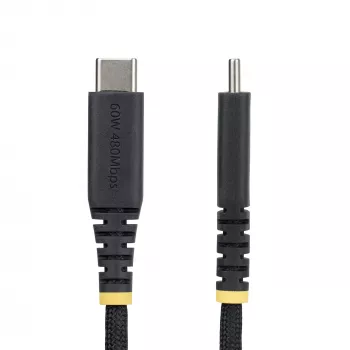Cabo de carregamento USB-C StarTech.com de 30 cm (1 ft), 60W (3A) PD, revestimento duplo de nylon/TPE entrelaçado, cabo de carregamento USB-C robusto, cabo de carregamento para portátil USB 2.0