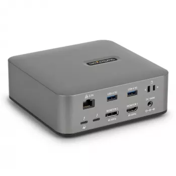 Docking station Thunderbolt 5 StarTech.com, DP/HDMI, dock para três monitores até 4K 144 Hz ou dois monitores 8K 60 Hz, 5 portas USB, carregamento de portátil 140 W