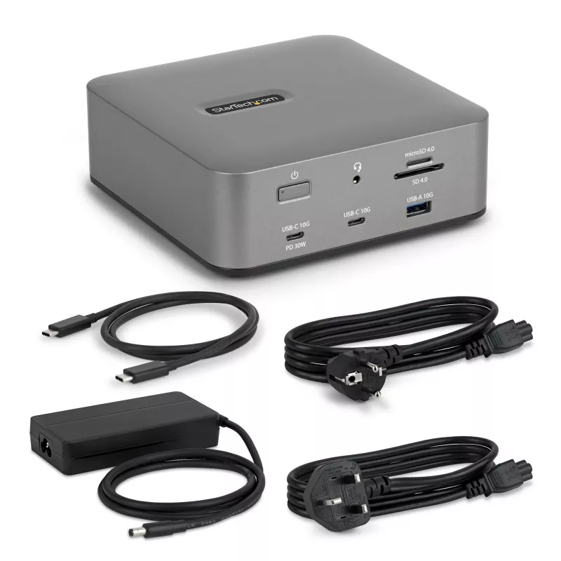 Docking station Thunderbolt 5 StarTech.com, DP/HDMI, dock para três monitores até 4K 144 Hz ou dois monitores 8K 60 Hz, 5 portas USB, carregamento de portátil 140 W