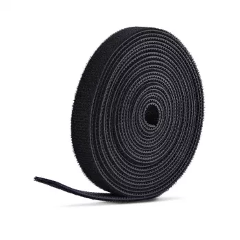 Rolo de fita adesiva de velcro StarTech.com 75 ft (22,8 m), 12,7 mm de largura, preto, abraçadeiras de cabos reutilizáveis cortáveis, fita de fixação, envoltórios de tecido ajustáveis, rolo grande