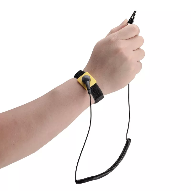 StarTech.com Pulseira antiestática com cabo de ligação à terra, pulseira ESD com cabo removível de 1,5 m, evita descargas eletrostáticas, ajustável, TAA