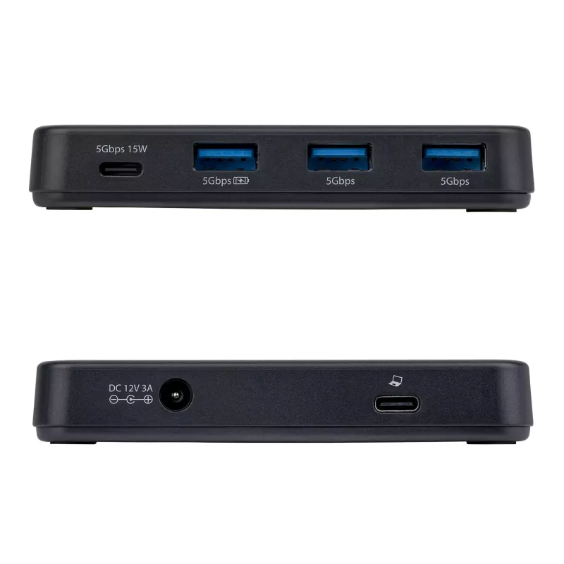 StarTech.com Hub USB-C e USB-A de 4 portas, 5Gbps, autoalimentado, cabo host USB-C e USB-A 2 em 1, 1x USB-C e 3x USB-A (1x BC 1.2), fonte de alimentação de 36W incluída