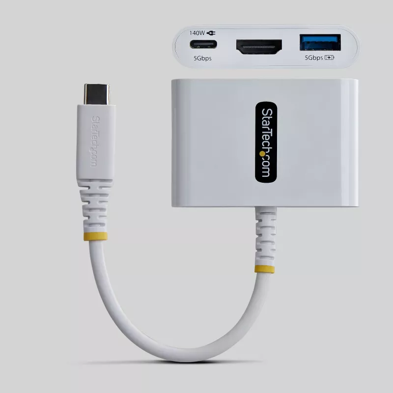 StarTech.com Adaptador multiporta USB-C para HDMI com carregamento PD de 140W, HDMI 4K 60Hz, hub USB 5Gbit/s, mini-dock para MacBook / Dell / Thinkpad / HP / iPad / tablets