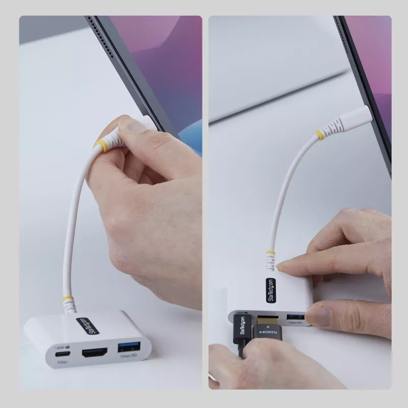 StarTech.com Adaptador multiporta USB-C para HDMI com carregamento PD de 140W, HDMI 4K 60Hz, hub USB 5Gbit/s, mini-dock para MacBook / Dell / Thinkpad / HP / iPad / tablets