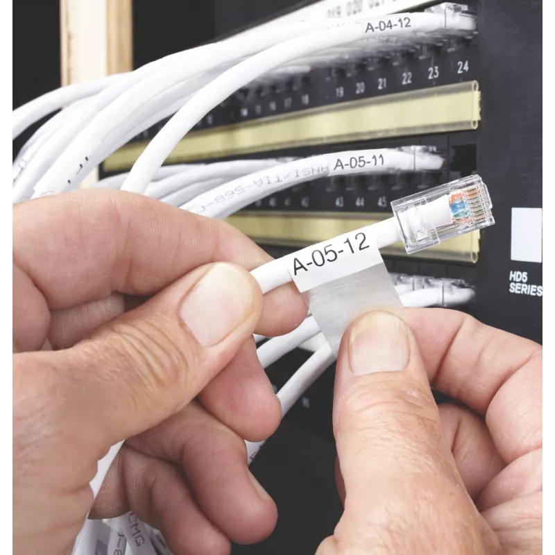 DYMO XTL Marcação de fios/cabos laminada | 21 mm x 39 mm | Preto sobre branco