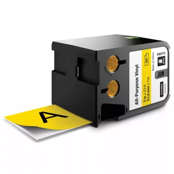 DYMO XTL Etiquetas de vinil multiusos | 54 mm x 7 m | Preto sobre amarelo