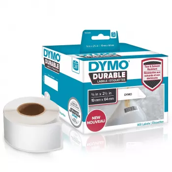 DYMO LW Etiquetas Durable - 19 x 64 mm - 1933085, Branco, etiqueta autocolante para impressora, Polipropileno (PP), Permanente, Retangular, -18 - 50 °C