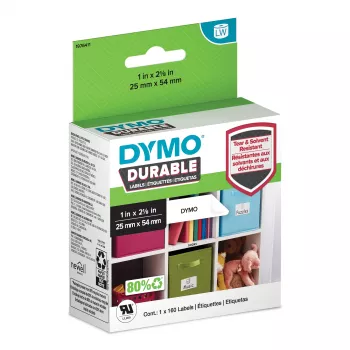 DYMO Original LabelWriter Etiquetas Durable | 25 mm x 54 mm | Poli branco | 160 etiquetas autocolantes | Alto desempenho | Para impressoras de etiquetas LabelWriter
