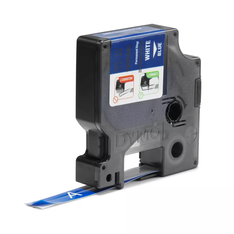 DYMO Rhino Etiquetas de vinil industriais | 12 mm x 5,5 m | Impressão branca sobre azul | Autocolante | para impressoras de etiquetas LabelManager e Rhino