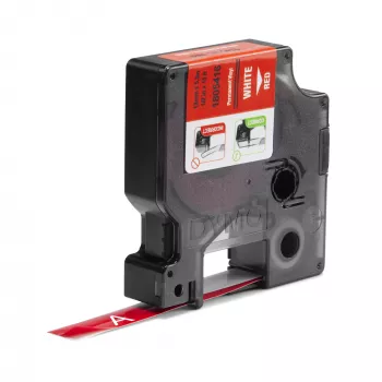 DYMO Rhino Etiquetas de vinil industriais | 12 mm x 5,5 m | Impressão branca sobre vermelho | Autocolante | para impressoras de etiquetas LabelManager e Rhino