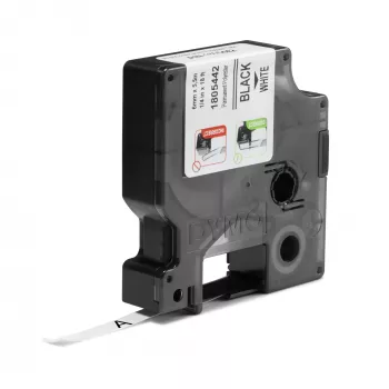 DYMO Rhino Etiquetas de poliéster permanentes industriais | 6 mm x 5,5 m | Impressão preta sobre branco | Autocolante | para impressoras de etiquetas Rhino e LabelManager