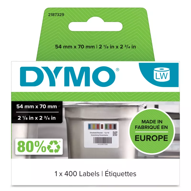 DYMO Authentic LabelWriter Etiquetas para rotação de stock para a indústria alimentar | 54 mm x 70 mm | 400 etiquetas autocolantes com código de cores | Para impressoras de etiquetas LabelWriter