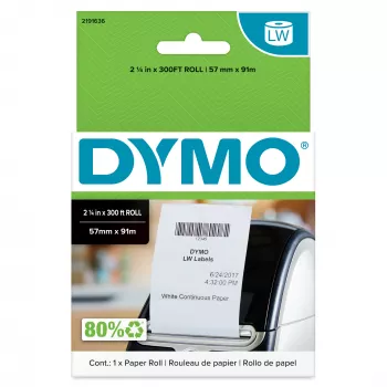 DYMO Authentic LabelWriter Etiquetas contínuas | 57 mm x 91 m (2 1/4 polegadas x 300 ft) | Etiquetas para impressoras de etiquetas LabelWriter | 1 rolo