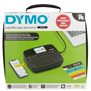 DYMO LabelManager Executive 640 CB Kit de impressora de etiquetas portátil com bolsa de transporte e 3 cassetes de etiquetas | Impressora de etiquetas QWERTY compacta | Conectividade Bluetooth e USB | Compatível com etiquetas D1