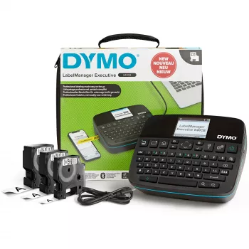 DYMO LabelManager Executive 640 CB Kit de impressora de etiquetas portátil com bolsa de transporte e 3 cassetes de etiquetas | Impressora de etiquetas QWERTY compacta | Conectividade Bluetooth e USB | Compatível com etiquetas D1