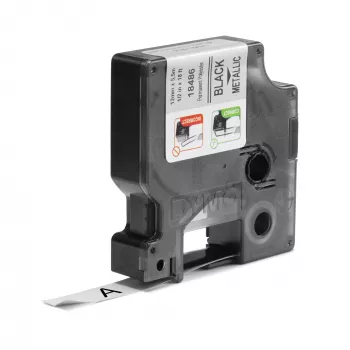 Etiquetas DYMO Rhino Industrial de poliéster permanente | 12 mm x 5,5 m | Impressão preta sobre metálico | para impressoras de etiquetas Rhino e LabelManager