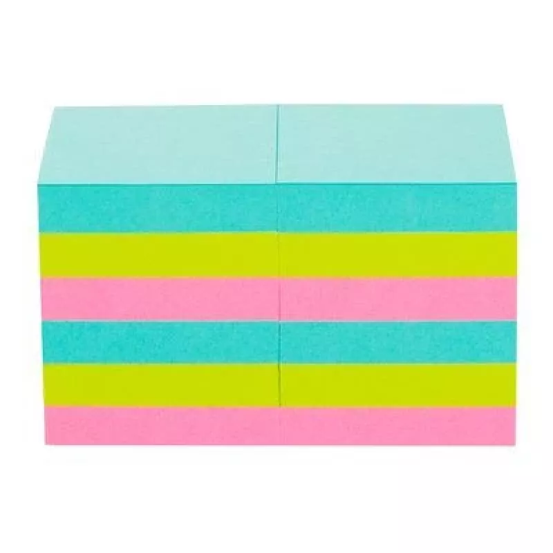 Notas adesivas 3M 622-12SS-MIA quadradas azul, rosa, amarelo autoadesivas