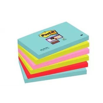 Papel de notas 3M 655-6SS-MIA retangular azul, rosa, vermelho, amarelo autoadesivo