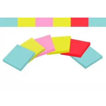 Papel de notas 3M 655-6SS-MIA retangular azul, rosa, vermelho, amarelo autoadesivo