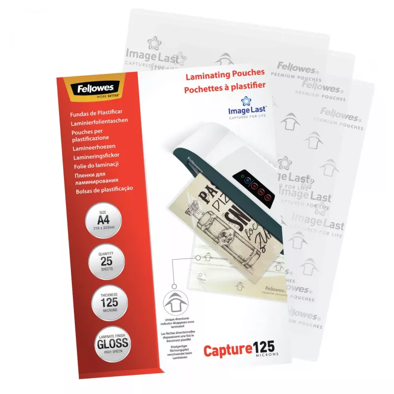 Fellowes ImageLast A4 125 Micron Películas de plastificação - 25 unid., brilhante, transparente, A4, 0,125 mm, 310 mm, 214 mm