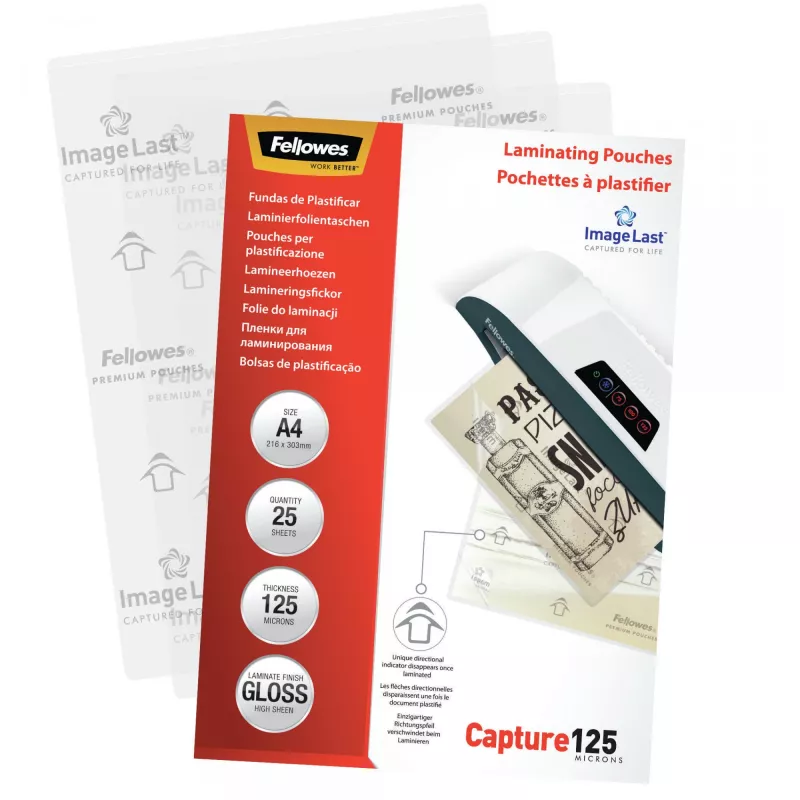 Fellowes ImageLast A4 125 Micron Películas de plastificação - 25 unid., brilhante, transparente, A4, 0,125 mm, 310 mm, 214 mm
